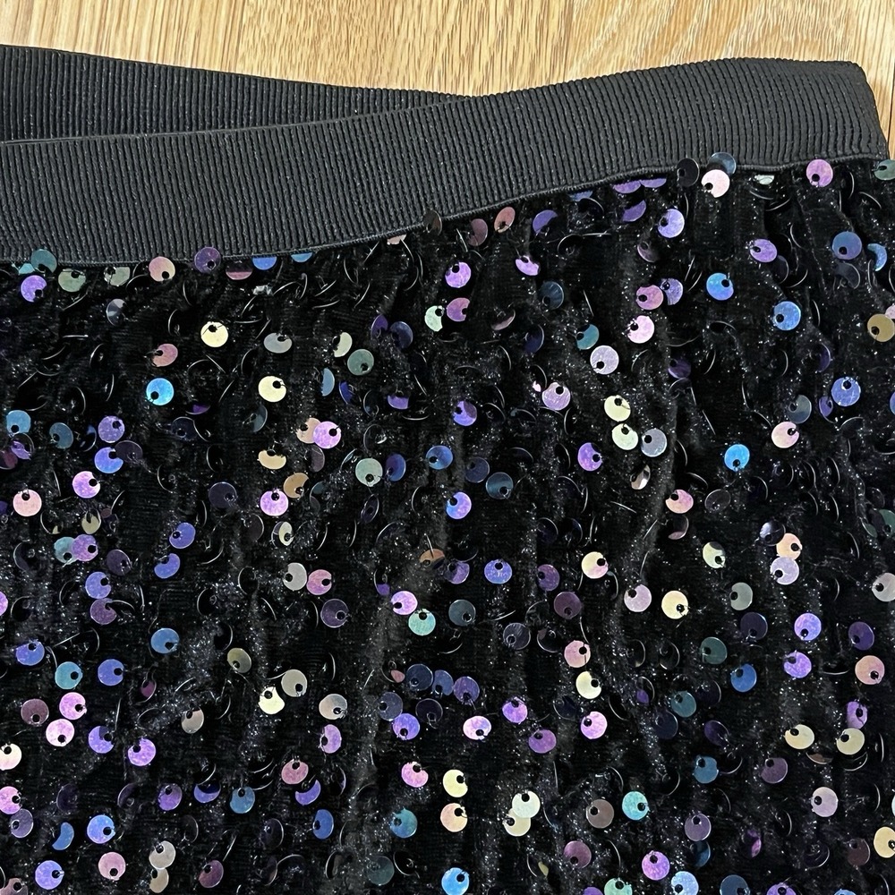 Shein Black With Colorful Sequins Shorts Elastic Waist Pull On Party - Picture 3 of 7